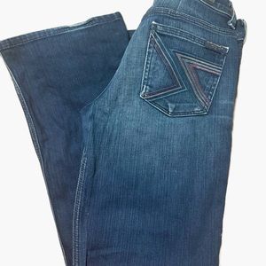 7 For All Mankind Flynt Bootcut Medium Wash Jeans Women's 26 Distressed Hemmed